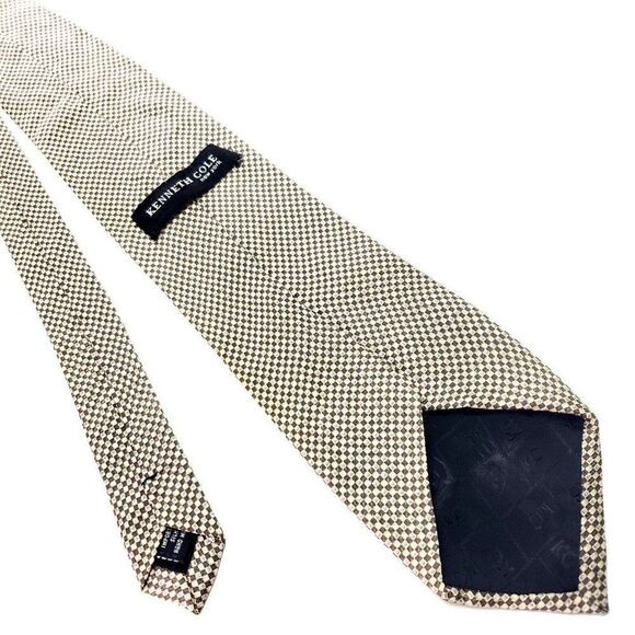 Kenneth Cole Silk Tie Brown Tan Geometric Woven - Picture 3 of 6